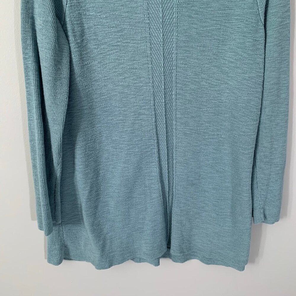 J. Jill Women Seafoam Blue Green V-Neck Textured Cotton Blend Knit‎ Sweater L - Picture 5 of 10